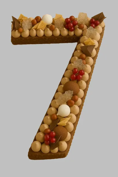 Number Cake Chiffre 7 Gourmand avec choux, fruits rouges et chocolat