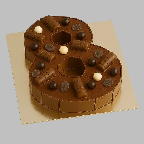 Number Cake Chiffre 8 Choco Gourmand avec chocolats variés et bonbons